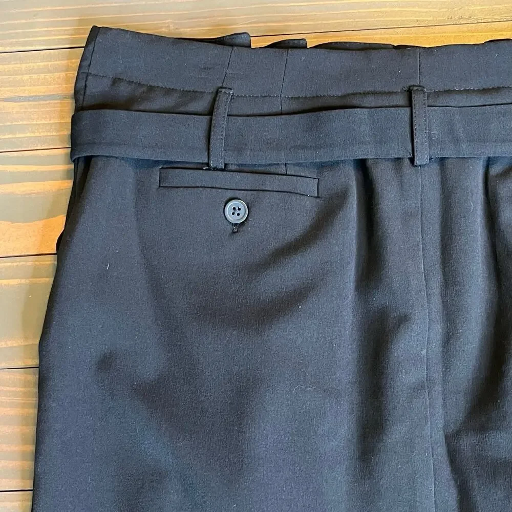 Apostrophe Black Pleated Mini Skirt Petite 12 Belted Dark Academia Office Siren